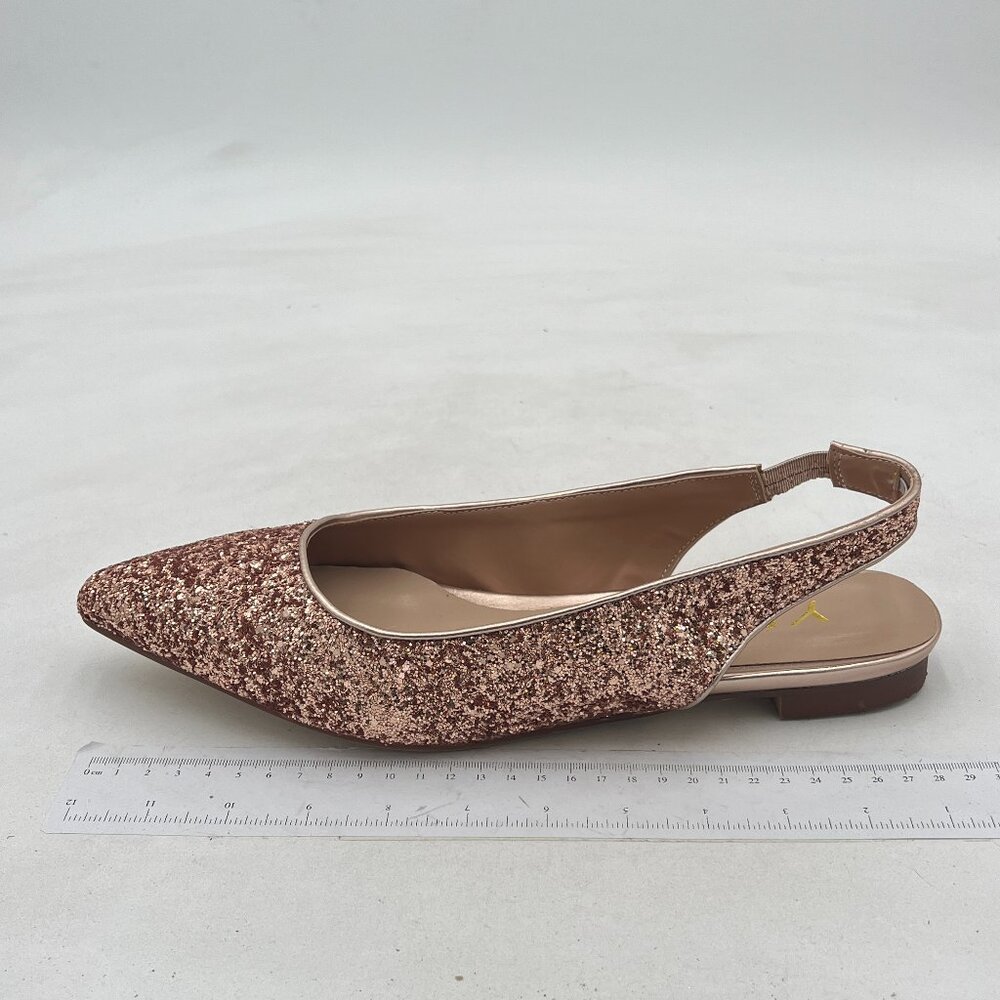 YDN Women's Pointed Toe Slingback Ballet Flats Low Heel Slide Sandals